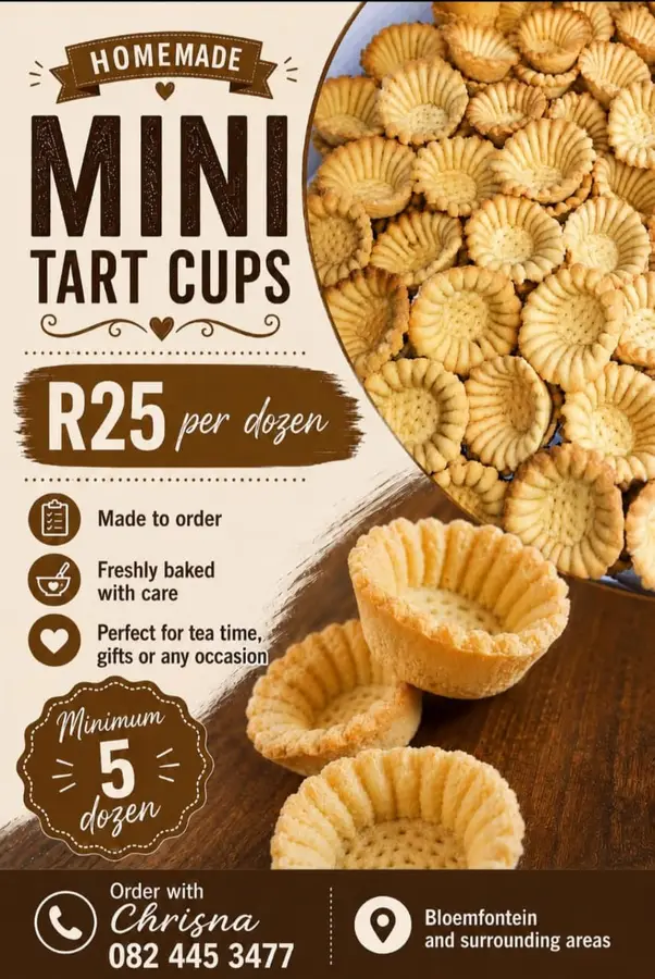 Homemade mini tart cups flyer